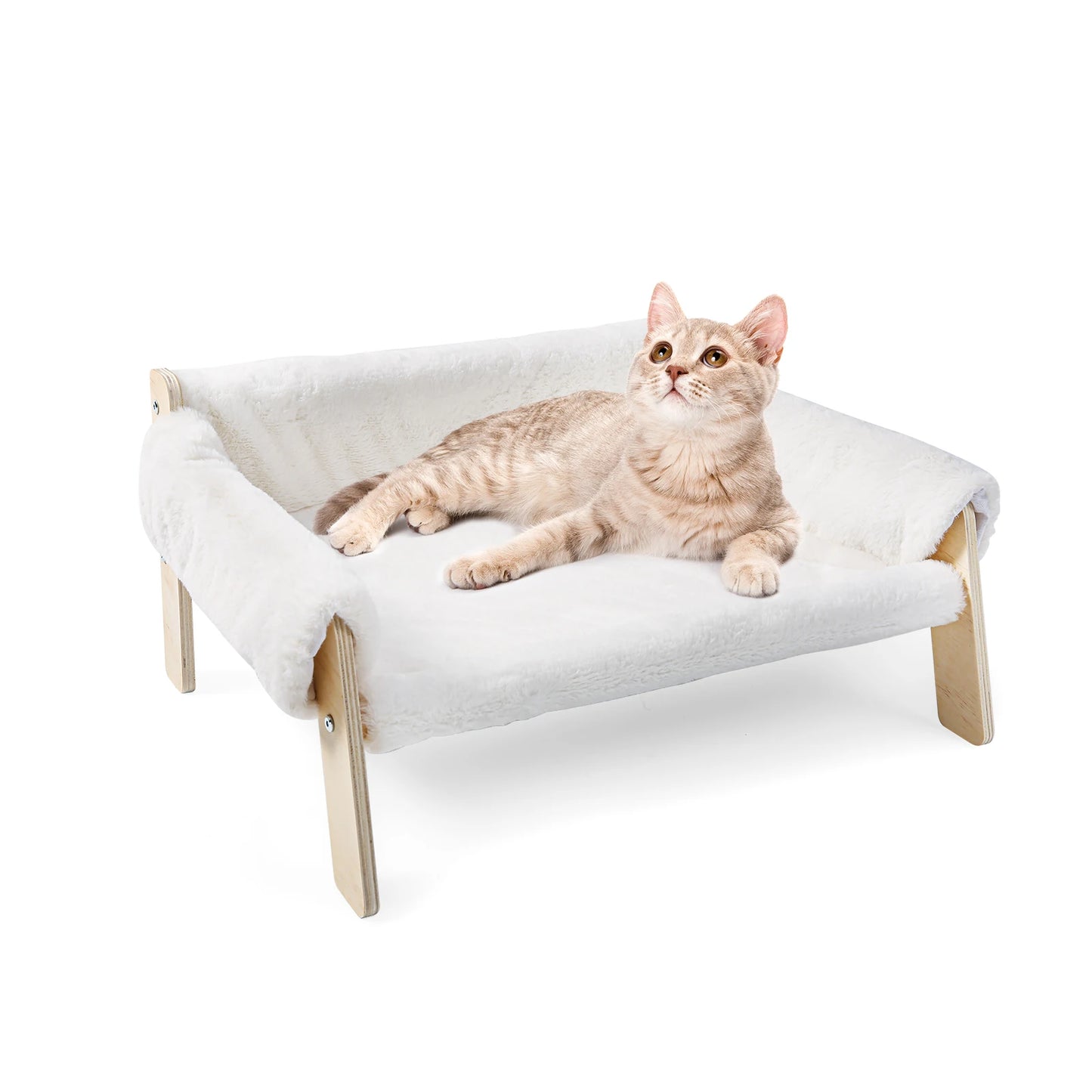 Comfortable Plush Wooden Leg Cat Sofa Bed Indoor Pets