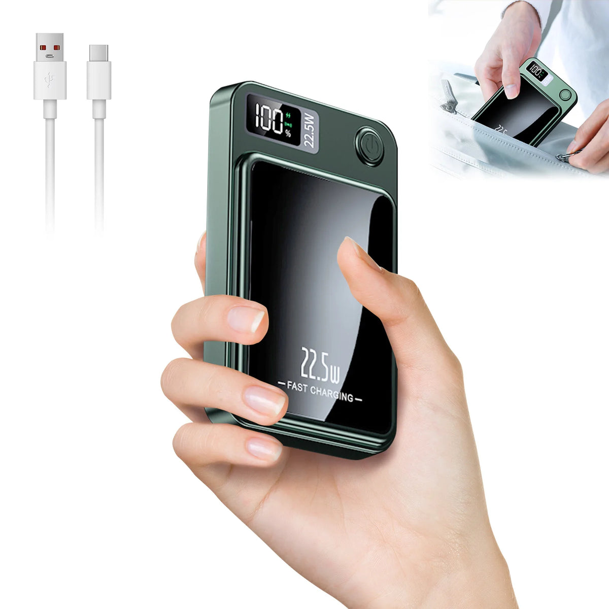 Magnetic Wireless Power Bank With Fast Charging And LED Display