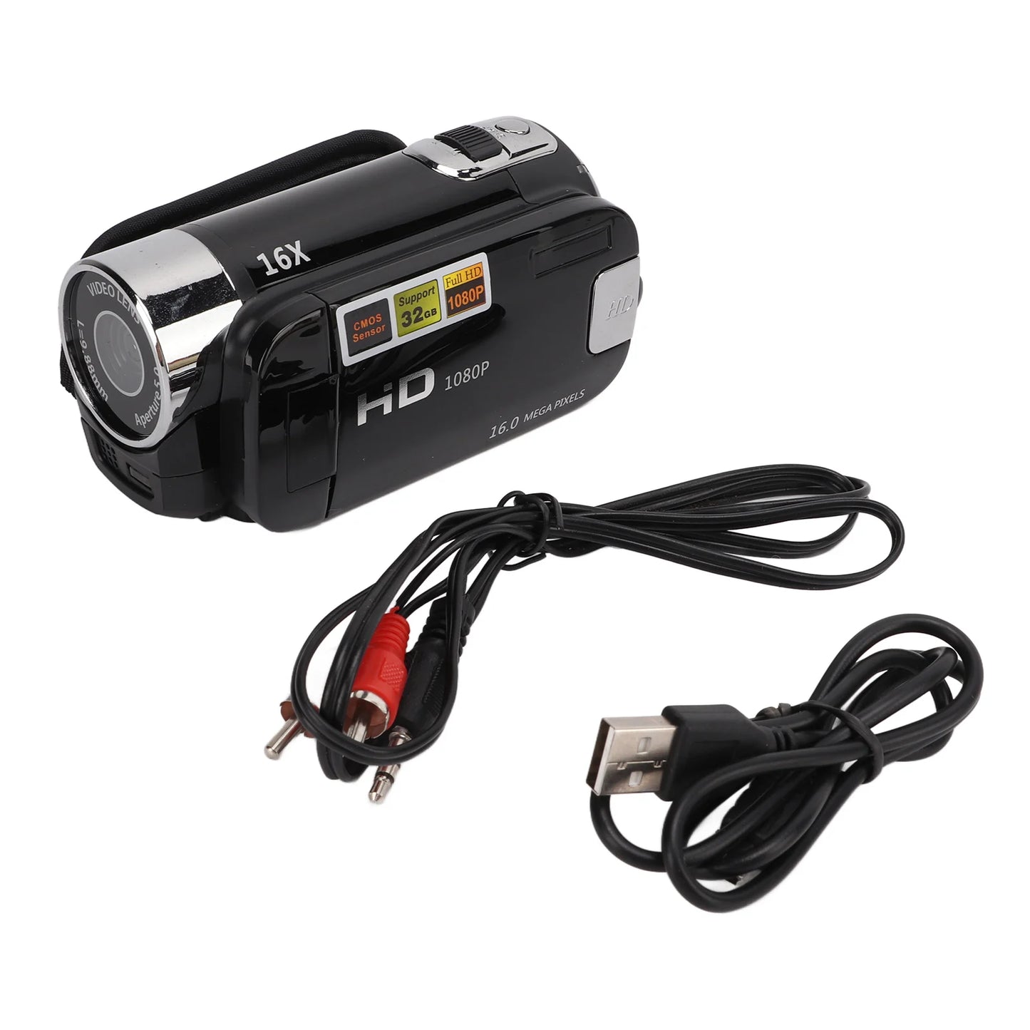 Video Camera Camcorder Handheld 16MP 270° Rotation Digital Camcorders Full HD 1080P Portable for Kids for Gifts for Family
