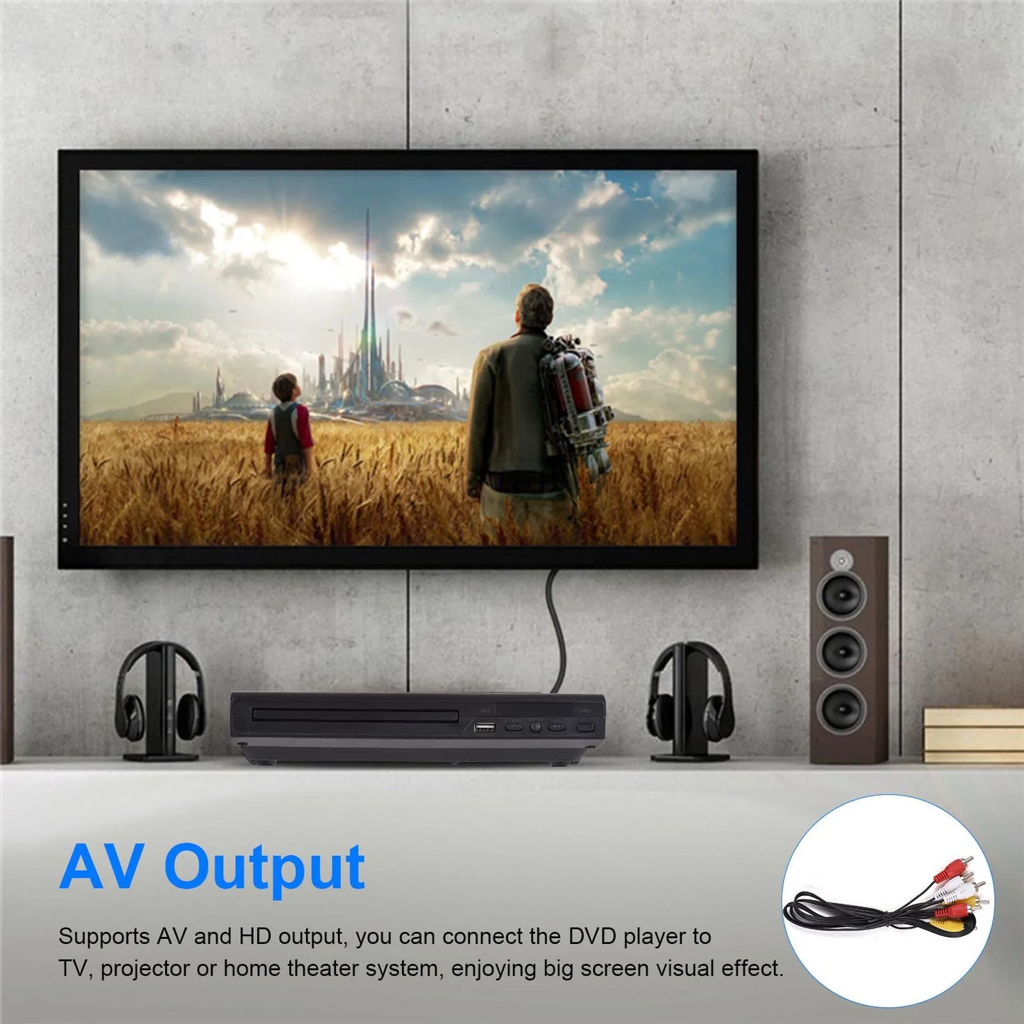 NEW CD Player DVD-225 Home DVD Player DVD CD Disc Player Digital Multimedia Player AV Output with Remote Control Home DVD Player