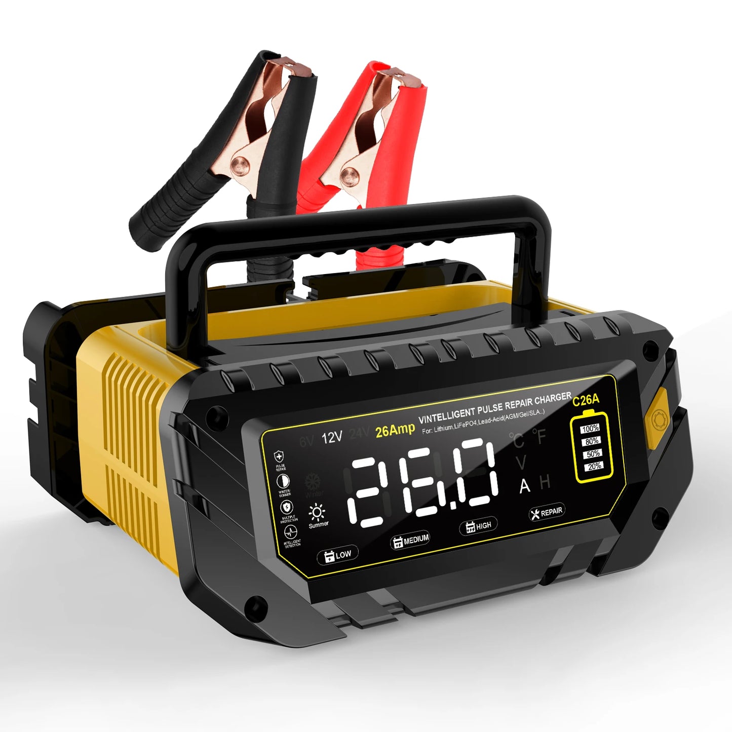 HTRC Smart Car Battery Charger 6V-12V-24V LCD For Motorcycle