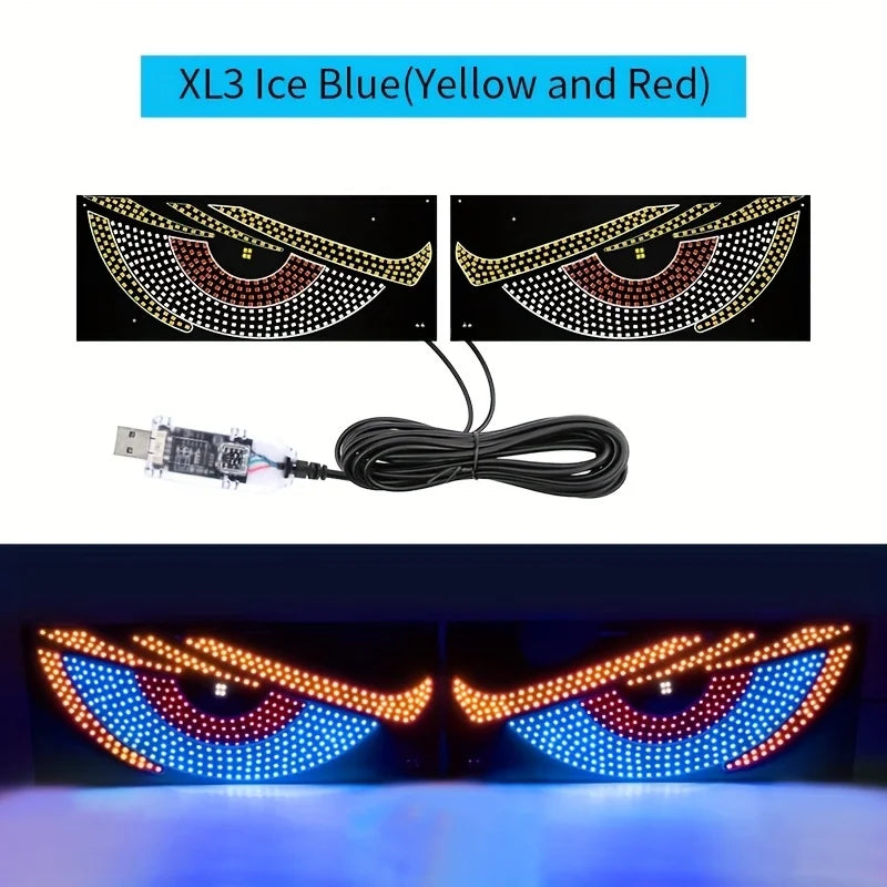 Devil Eyes Light 23.23X4.72in Dynamic Eye Lights Programmable LED Display Flexible DIY Dynamic Text Music Sync Timer for Cars