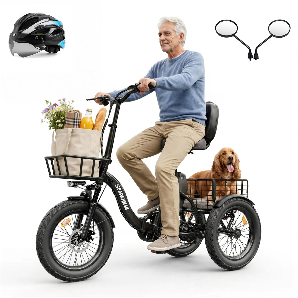 EILLEO SPACEWALK Folding Electric Tricycle with Cargo Basket