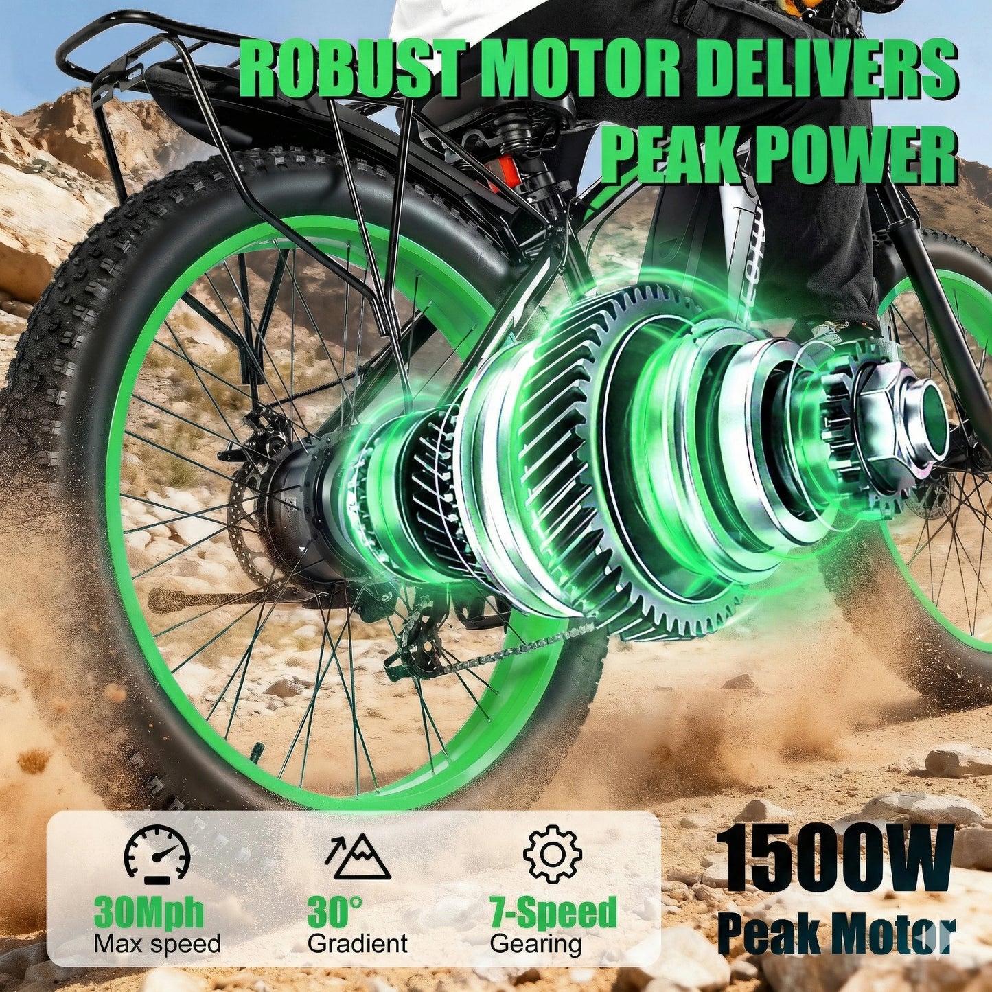 26" Fat Tire Electric Bike for Adults 48V 20Ah Battery 1000W Motor (Peak 1500W)  25-30MPH Fast Mountain Ebike Snow Beach Bicycle