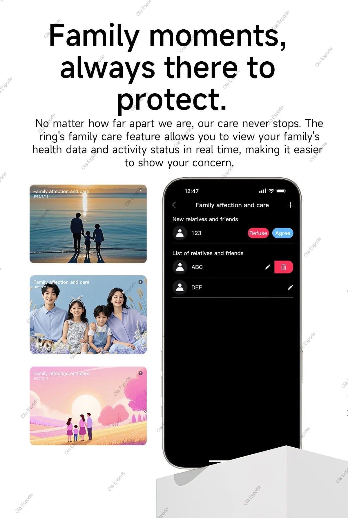 Ola Esporte Smart Ring Fitness Tracker With Charging Case