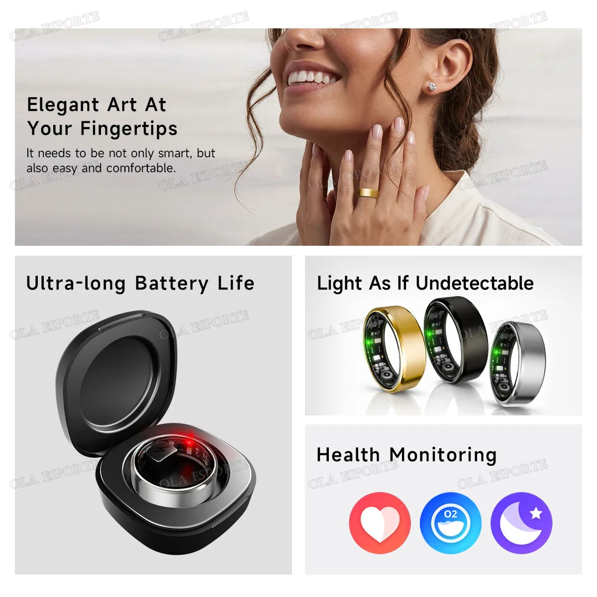 Smart Ring Fitness Tracker Heart Rate Blood Oxygen Monitoring