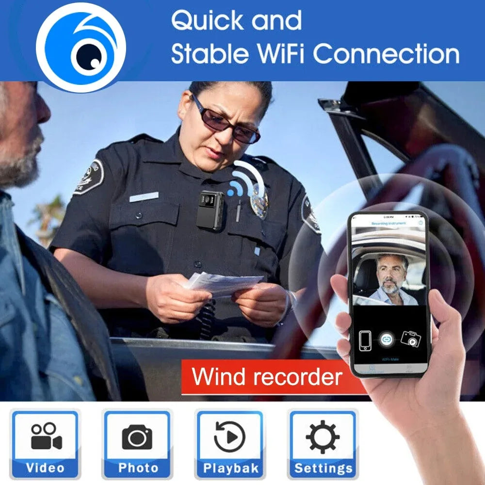 1080P Wireless Body Camera With Night Vision And Led Display