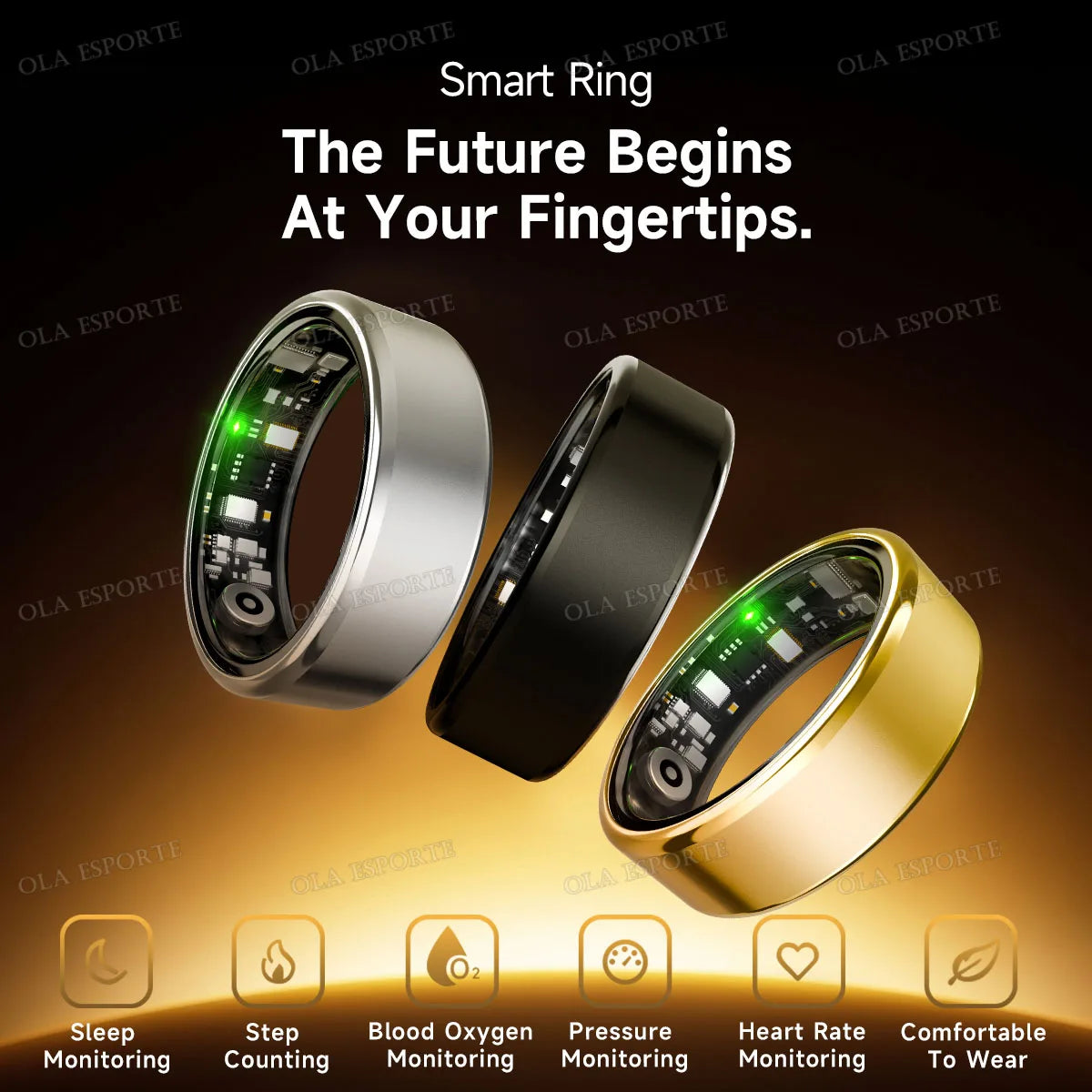 Smart Ring Fitness Tracker Heart Rate Blood Oxygen Monitoring