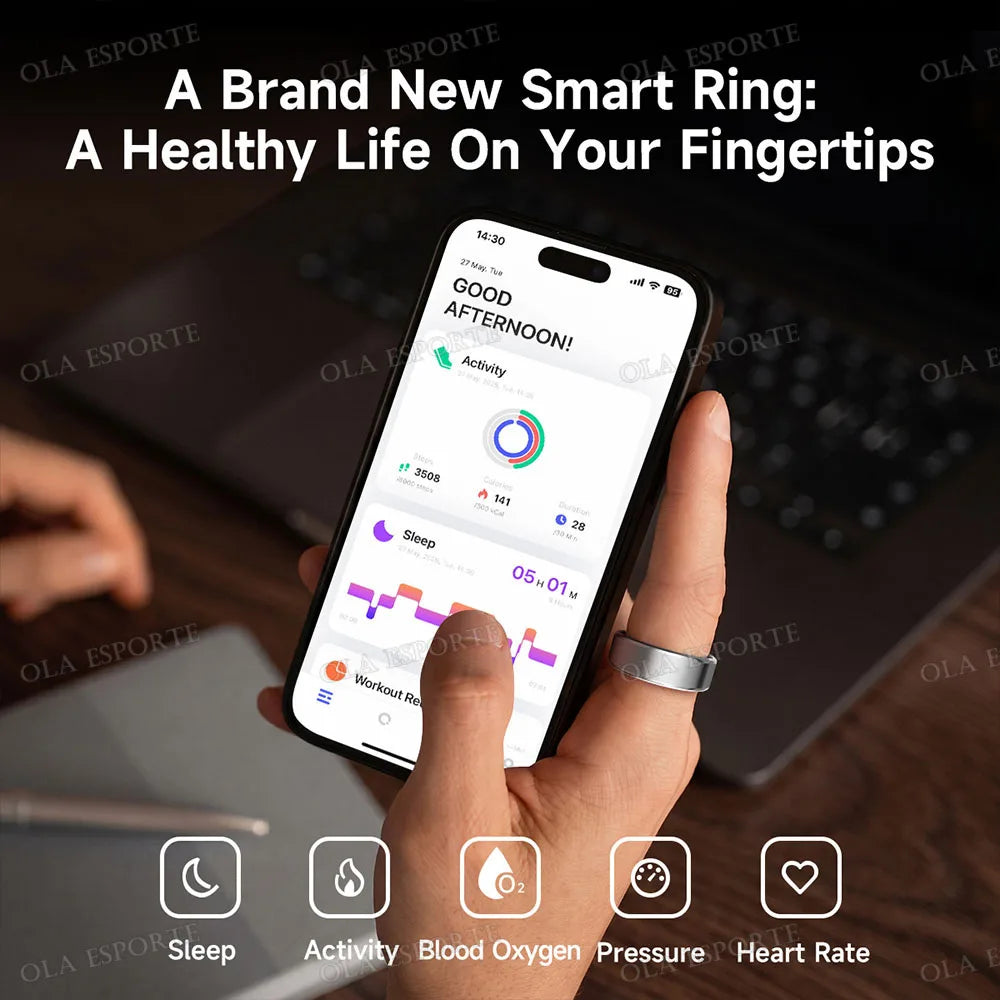 Smart Ring Fitness Tracker Heart Rate Blood Oxygen Monitoring
