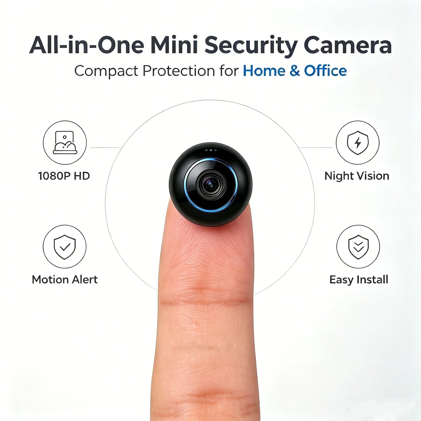 Mini Camera, 1080P HD WiFi Wireless Security Camera with Night Vision and Motion Detection, Ideal for Home, Office, Pet and Baby Monitoring