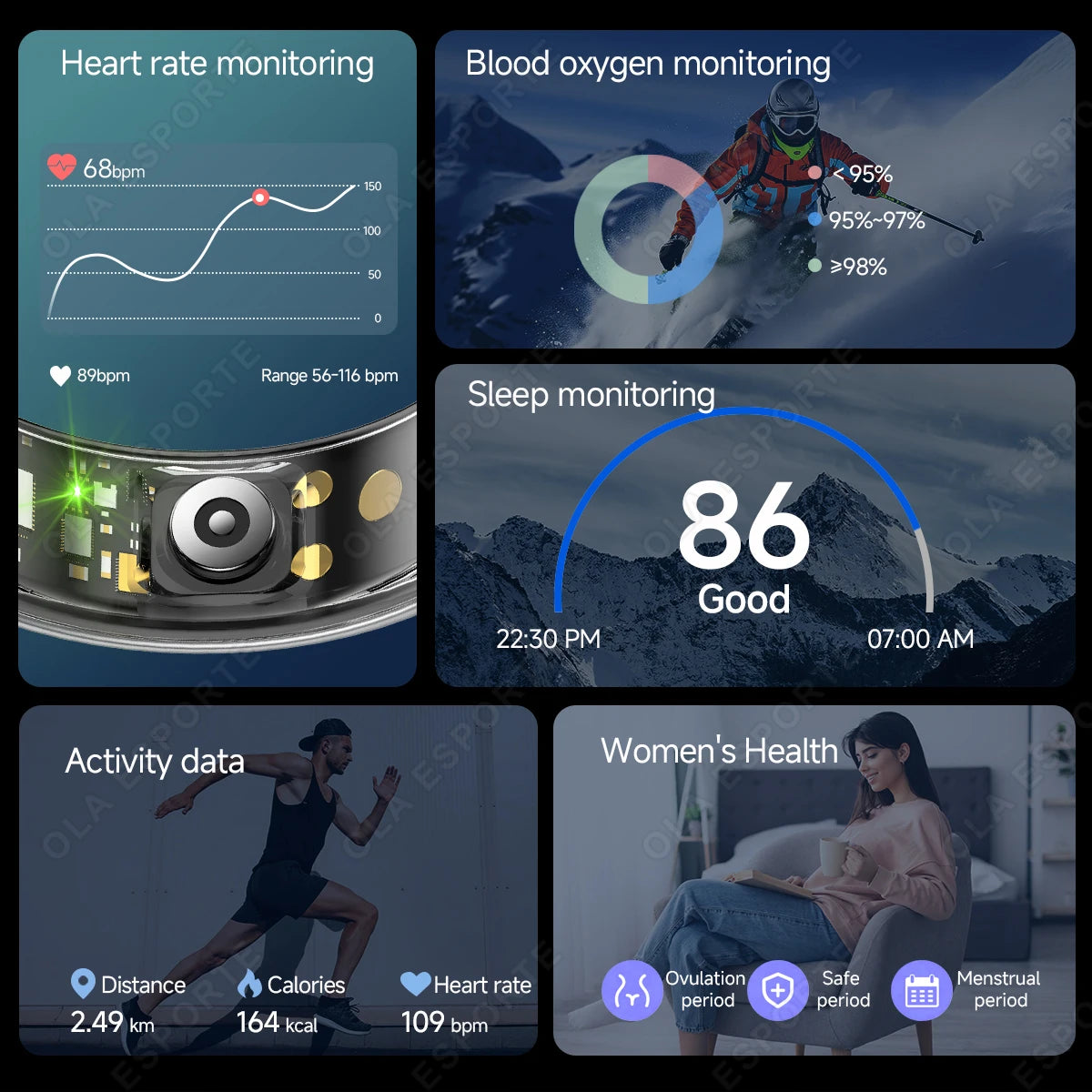 Ola Esporte Smart Ring Health Fitness And Sleep Tracker