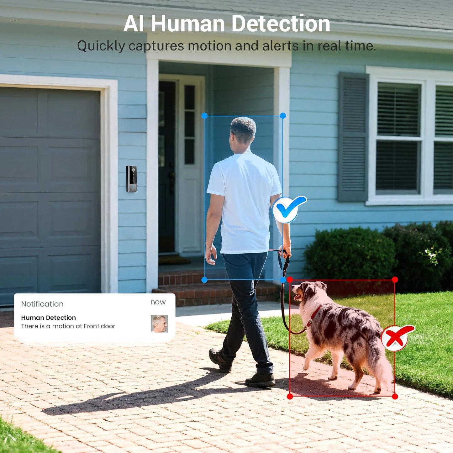 Wireless Smart Video Doorbell, Doorbell Camera, Home Security WiFi Doorbell Camera, PIR Motion Doorbell, Intelligent Package Detection,Elderly And Pets Safety Surveillance Camera Suitable Apartment/ Indoor/ Outdoor Security