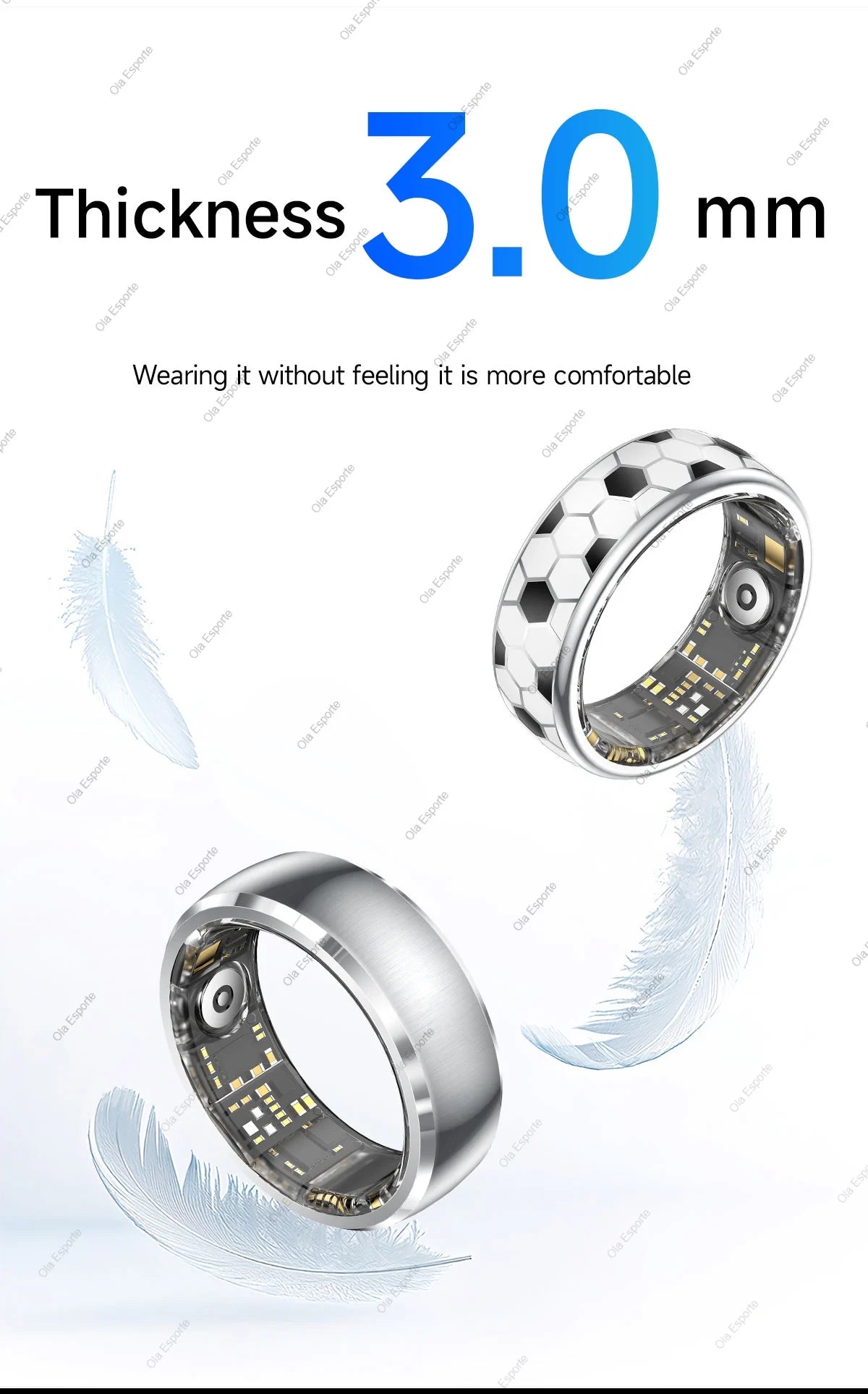 Ola Esporte Smart Ring Fitness Tracker With Charging Case