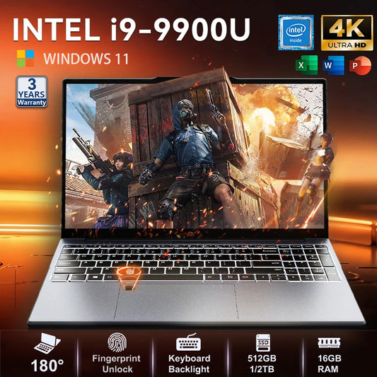 Windows 11 15.6' Ultra Slim Portable Laptop Intel Core I9-9900U 16GB RAM 1TB 2TB SSD Fingerprint Office Gaming Laptop PC