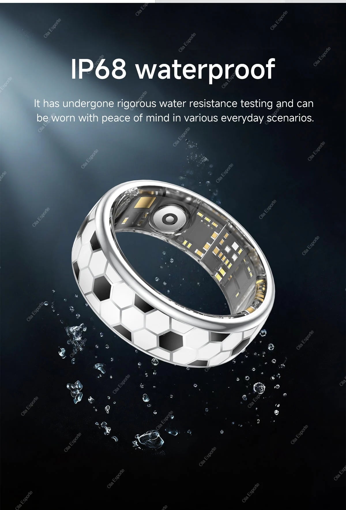 Ola Esporte Smart Ring Fitness Tracker With Charging Case