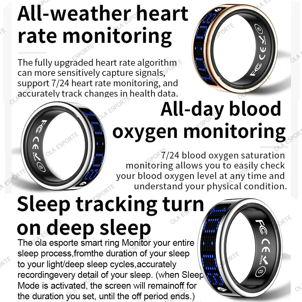 Ola Esporte Smart Ring With LED Display And Health Monitoring