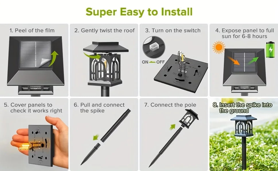 10Pack Solar Pathway Light Outdoor Solar Lamp Waterproof Landscape Lighting for Garden Yard Patio Walkway Driveway Camping Decor