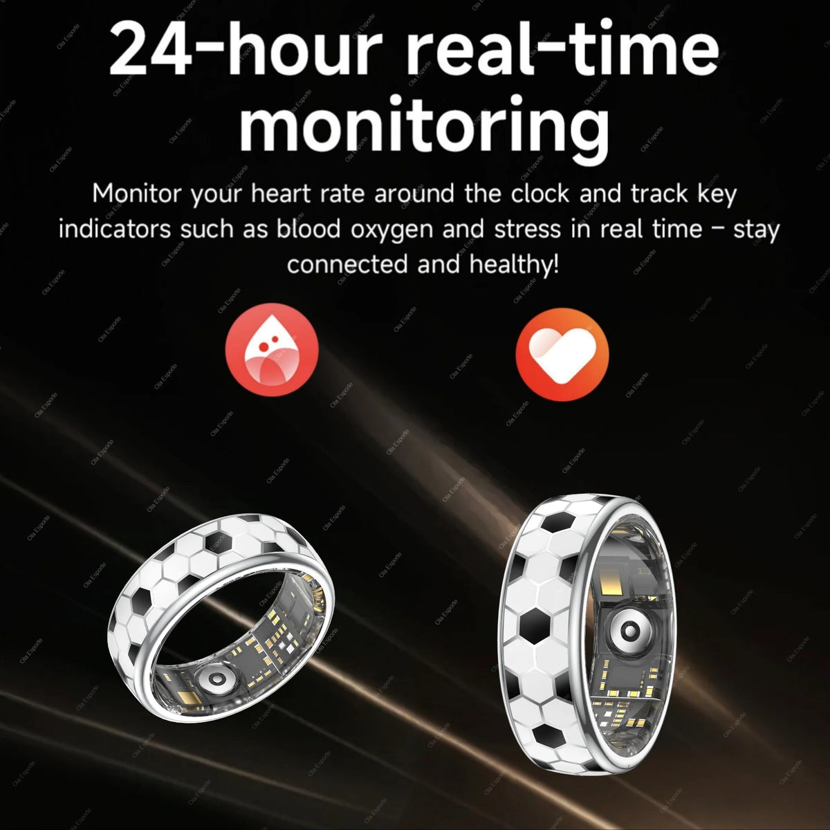 Ola Esporte Smart Ring Fitness Tracker With Charging Case