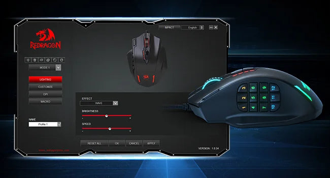 Redragon RGB Wired Gaming Mouse With 17 Programmable Buttons