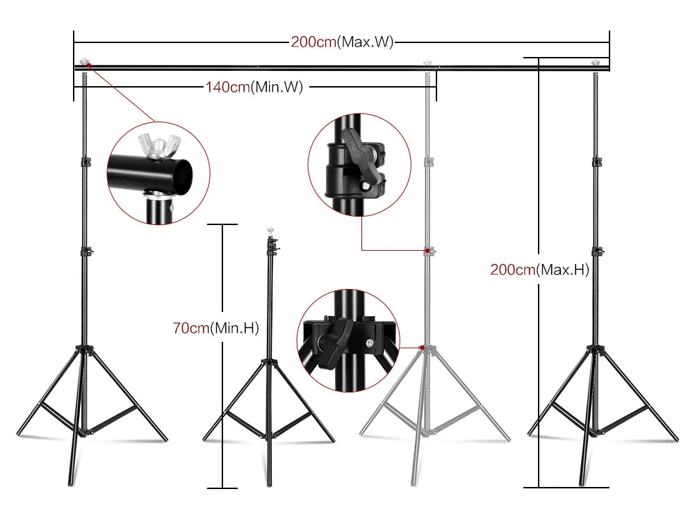 SH Photography Background Backdrop Stand Support Picture Canvas Frame System Kit With Carry Case For Muslin Photo Video Studio