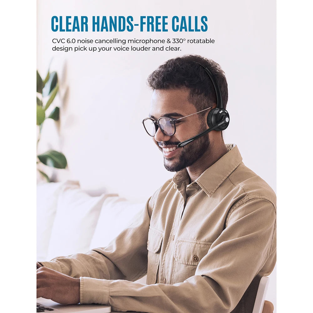 MPOW Pro Office Wireless Bluetooth Headphones With Microphone