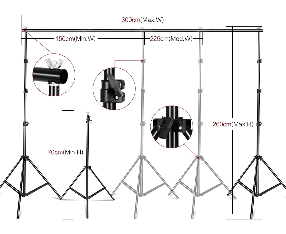 SH Photography Background Backdrop Stand Support Picture Canvas Frame System Kit With Carry Case For Muslin Photo Video Studio
