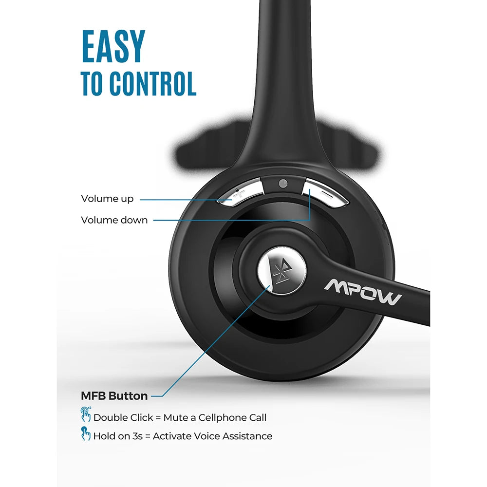 MPOW Pro Office Wireless Bluetooth Headphones With Microphone