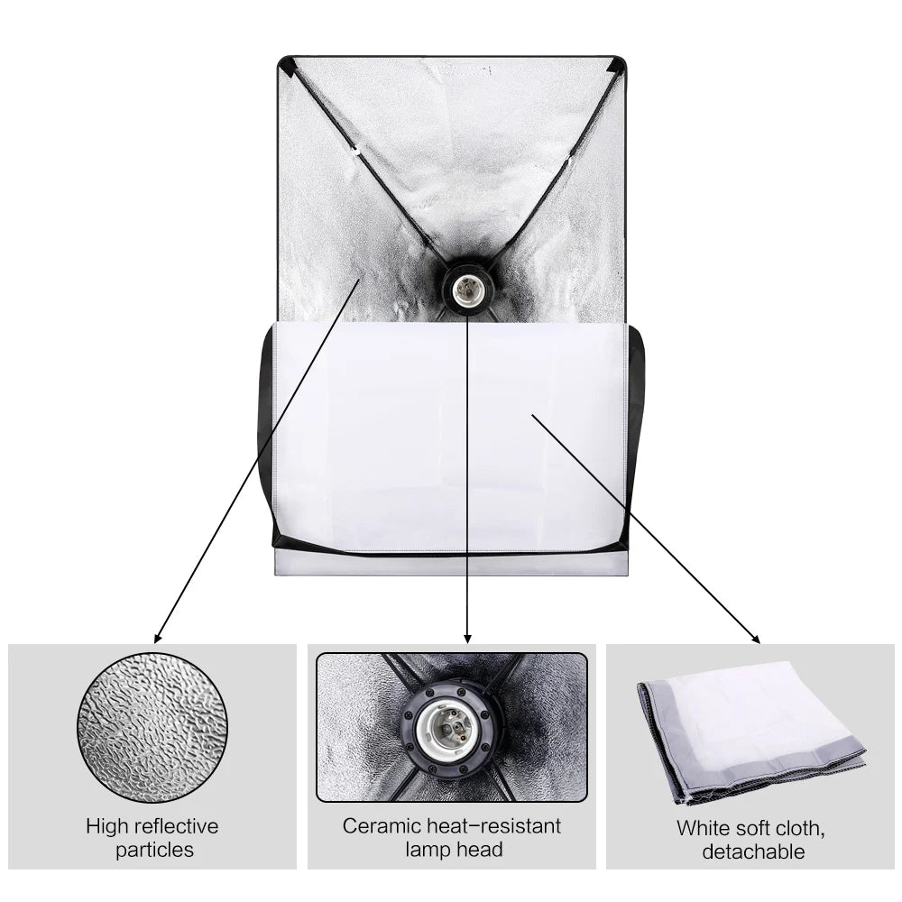 SH Professional Continuous LED Lighting Softbox Kit For Photo Studio