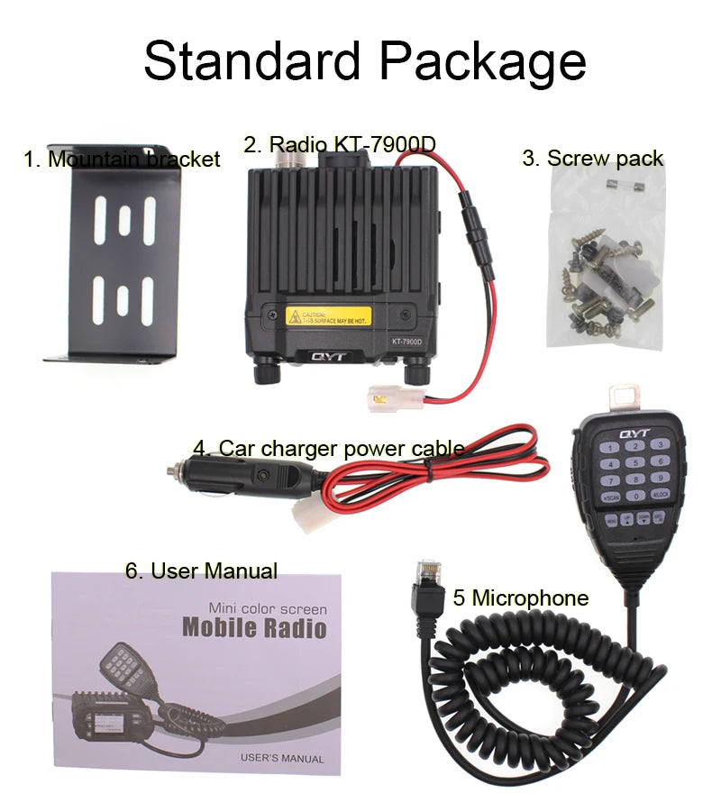 Latest Version Mini Mobile Radio QYT KT-7900D 25W Quad Band 144/220/350/440MHz KT7900D UV transceiver or with Power Supply