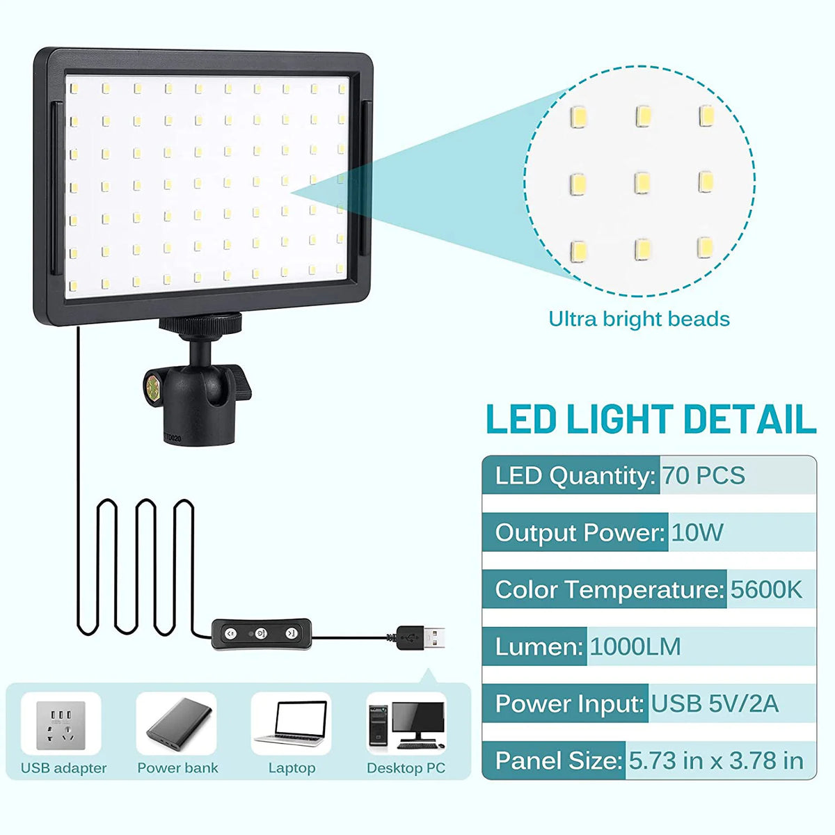 Baodeli Led Video Light Panel Photography Studio Lamp Tripod