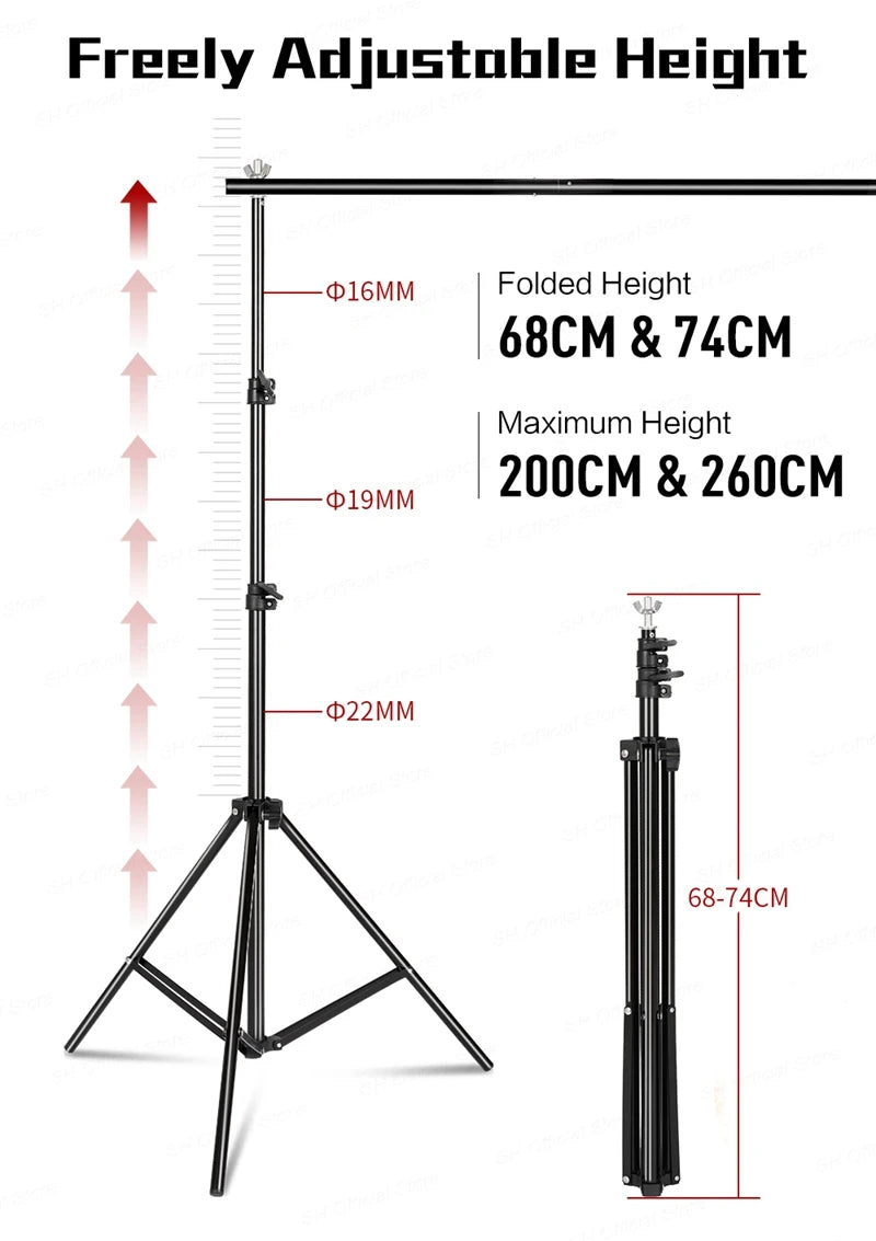 2X2M 2X3M 2.6X3M Background Support System Photography Backdrops Stand  Photo Studio Kit Chromakey Green Screen Frame