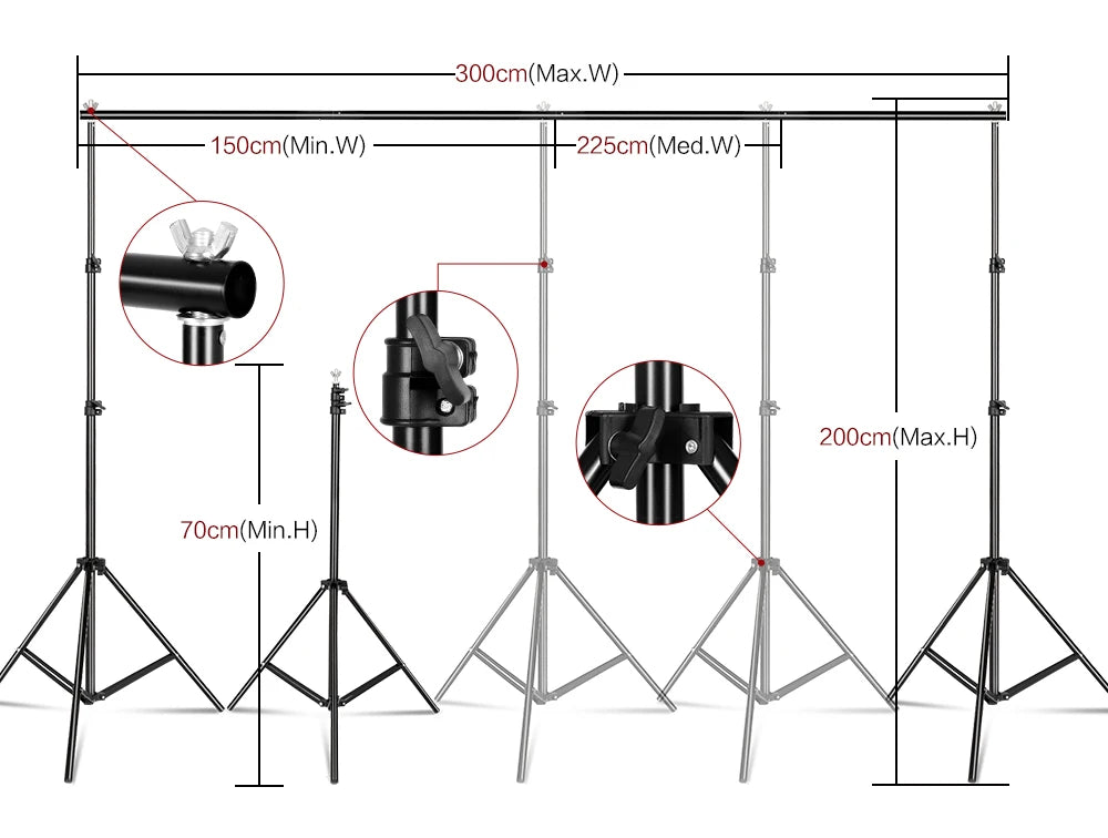 SH Photography Background Backdrop Stand Support Picture Canvas Frame System Kit With Carry Case For Muslin Photo Video Studio