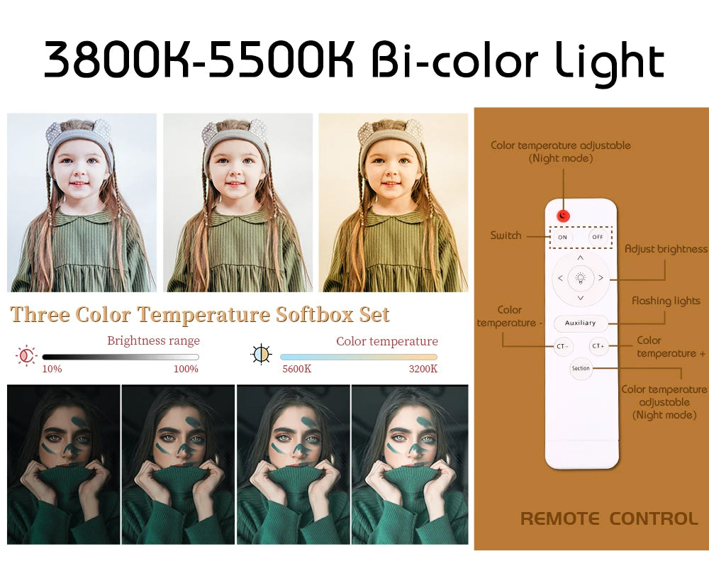SH Professional Continuous LED Lighting Softbox Kit For Photo Studio