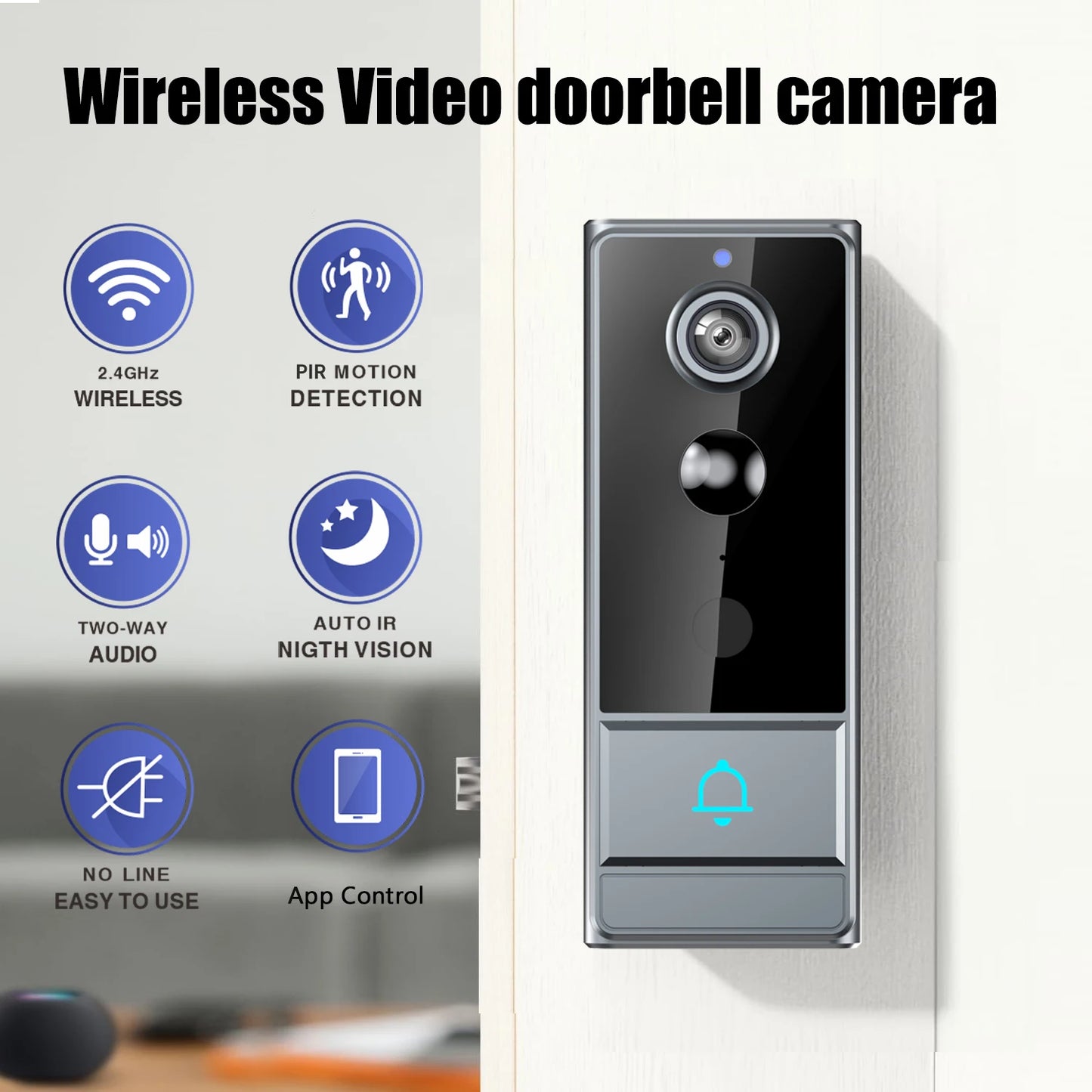 Wireless Smart Video Doorbell, Doorbell Camera, Home Security WiFi Doorbell Camera, PIR Motion Doorbell, Intelligent Package Detection,Elderly And Pets Safety Surveillance Camera Suitable Apartment/ Indoor/ Outdoor Security