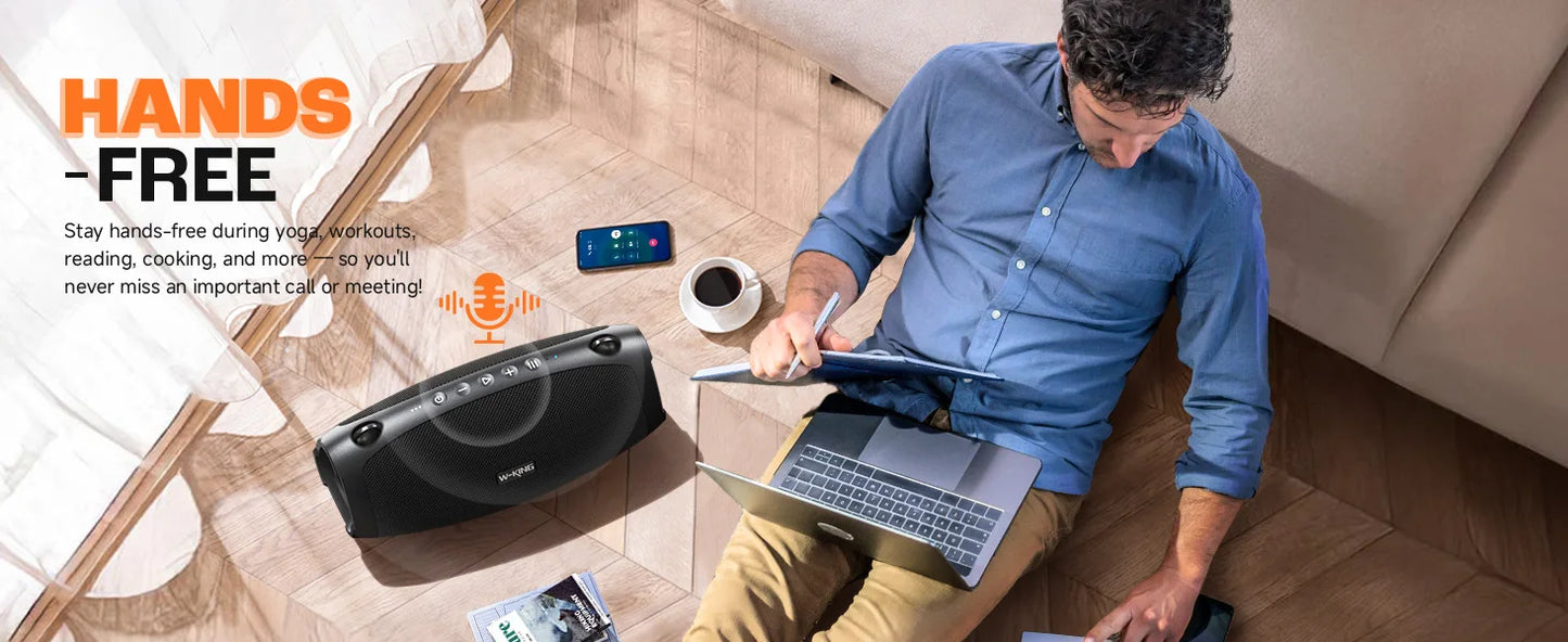 W-KING X10 Bluetooth Speaker, 120W Max Portable Loud Speakers Wireless Bluetooth Boombox, 70W IPX6 Waterproof Outdoor Party Large Big Speaker, Triple Passive Radiator/Subwoofers*2-Deep Bass/42H/TF/AUX/EQ