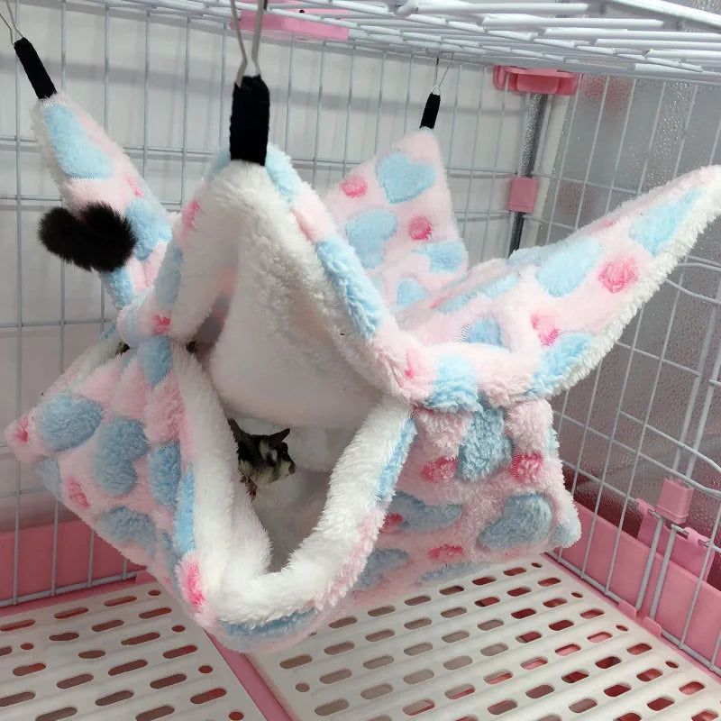 Double Layered Hamster Cage Sleeping Hammock Print Guinea Pig Clothes Bed Rodent Hammock Chinchilla Cage Little House