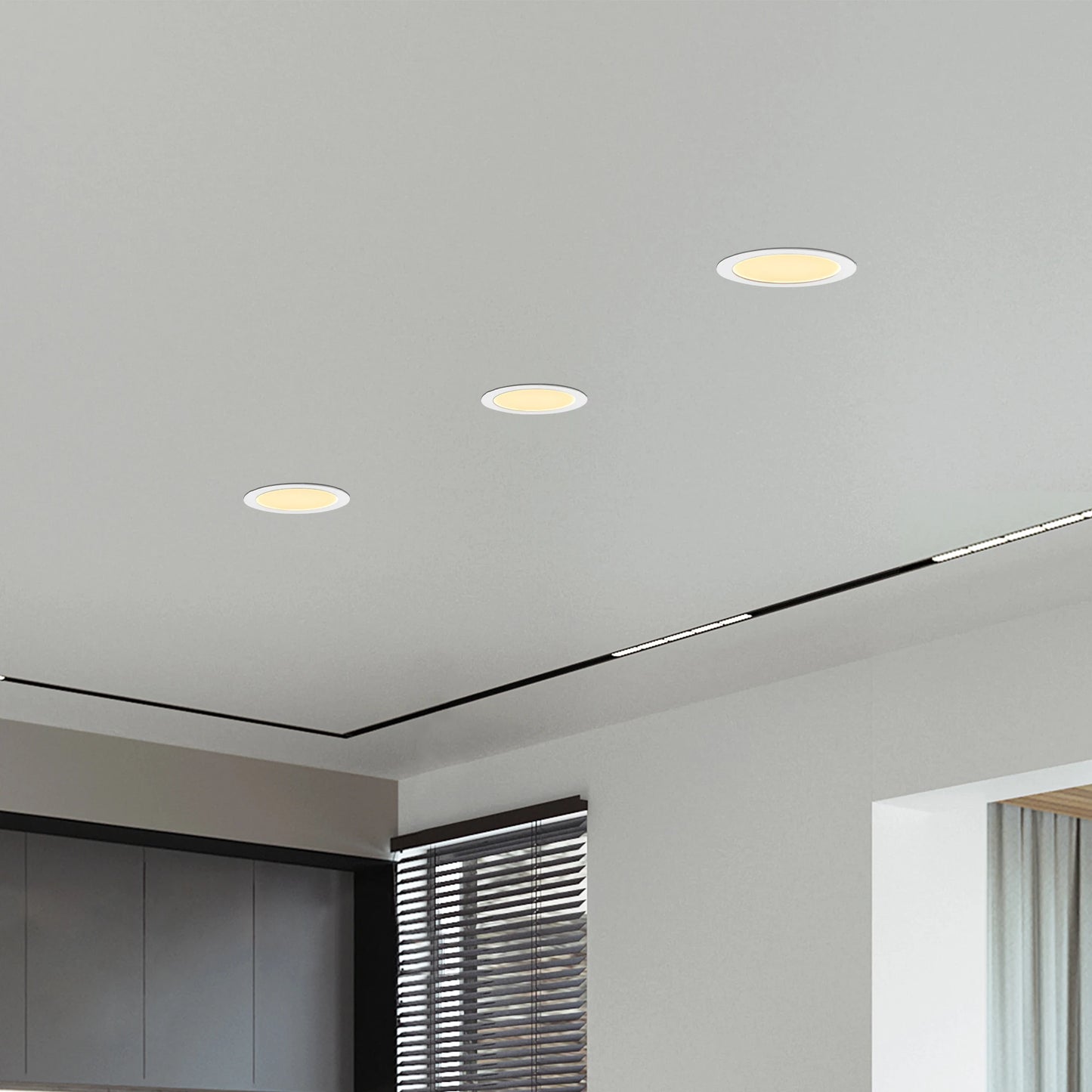 12-Piece Set of Shell-Less Led Ceiling Lights, Dimmable Recessed Downlights with Junction Box, 3000K-5000K Adjustable Color Temperature White Light