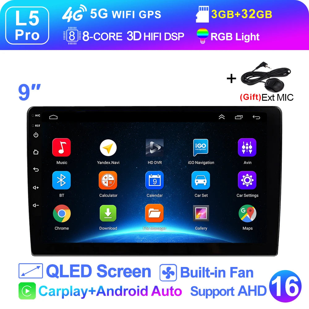 LEHX L3X 5G WIFI 2din 9 inch Android 15 Car Radio Steeo CarPlay gps for Toyota VW Hyundai Kia Honda LADA FIAT Autoradio Headunit