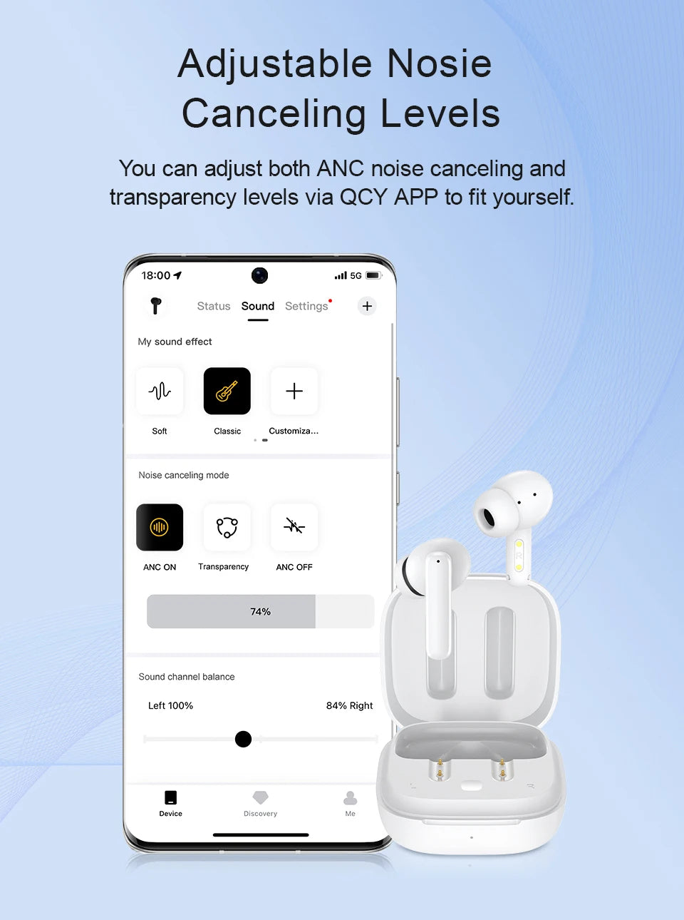 QCY T13 ANC Wireless Earphones Bluetooth Active Noise Cancelling Headphones