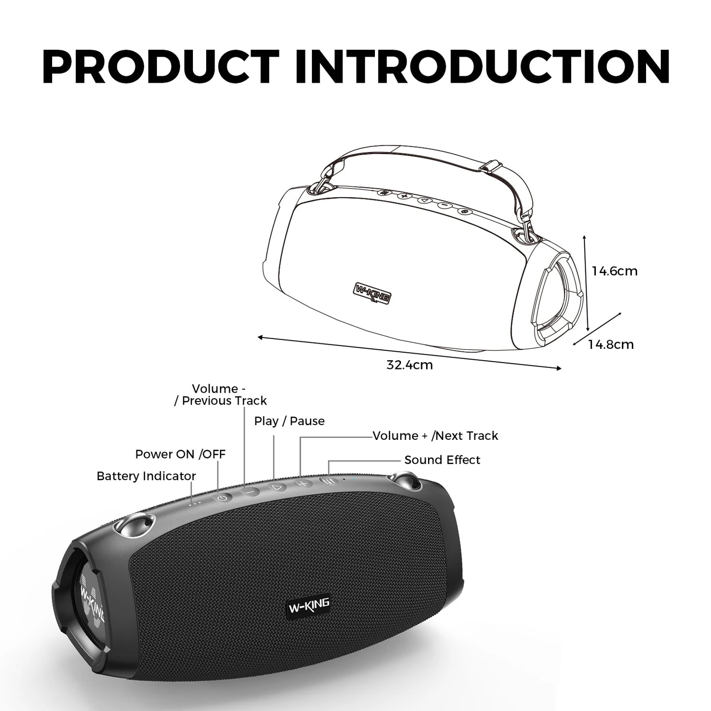W-KING X10 Bluetooth Speaker, 120W Max Portable Loud Speakers Wireless Bluetooth Boombox, 70W IPX6 Waterproof Outdoor Party Large Big Speaker, Triple Passive Radiator/Subwoofers*2-Deep Bass/42H/TF/AUX/EQ