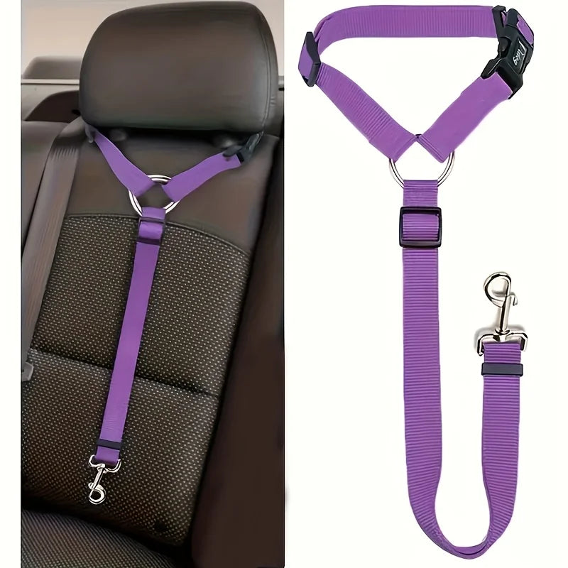 Adjustable Dog Car Harness with Seat Belt, Pet Safety Vest for Car Travel, Padded Comfortable Dog Seat Belt Restraint with Metal Buckle for Small Medium Large Dogs