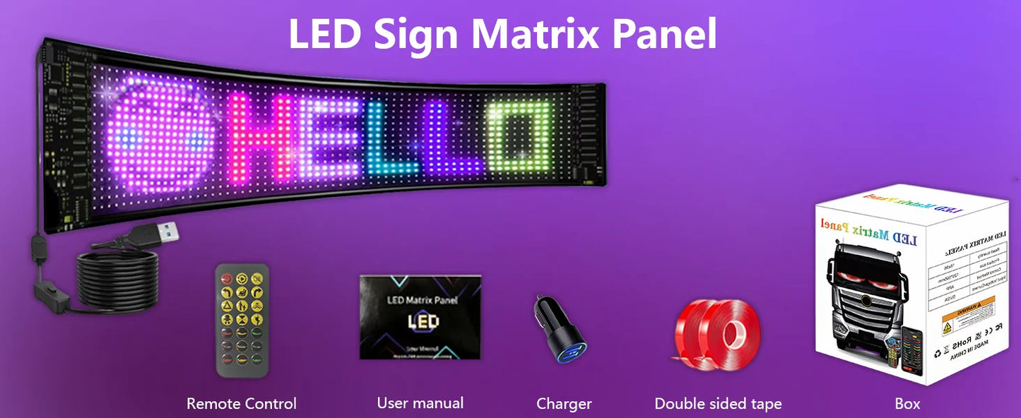 Devil Eyes Light 23.23X4.72in Dynamic Eye Lights Programmable LED Display Flexible DIY Dynamic Text Music Sync Timer for Cars