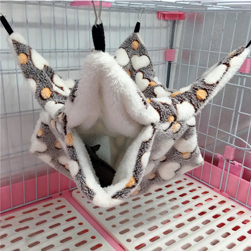Double Layered Hamster Cage Sleeping Hammock Print Guinea Pig Clothes Bed Rodent Hammock Chinchilla Cage Little House