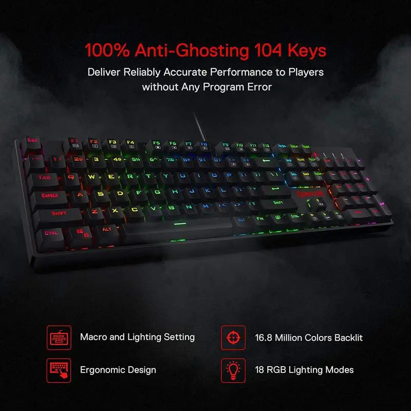 Redragon Surara RGB Mechanical Gaming Keyboard With Quiet Linear Switches