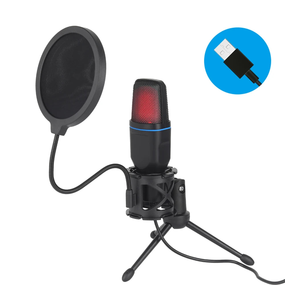 USB Microphone RGB Microfone Condensador Wire Gaming Mic for Podcast Recording Studio Streaming Laptop Desktop PC usb microphone mic karaoke microphone bluetooth microphone for phone ушной мониторинг karaoke mi