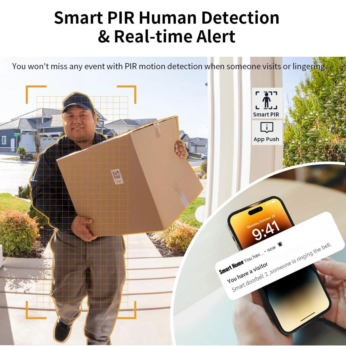 Wireless Smart Video Doorbell, Doorbell Camera, Home Security WiFi Doorbell Camera, PIR Motion Doorbell, Intelligent Package Detection,Elderly And Pets Safety Surveillance Camera Suitable Apartment/ Indoor/ Outdoor Security