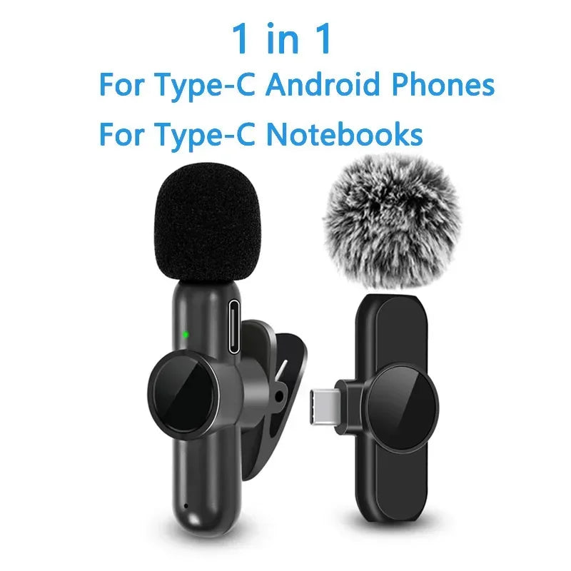 2.4G Wireless Lavalier Microphone Noise Cancelling Audio Video Recording for iPhone/iPad/Android/Xiaomi/Samsung Live Game Mic