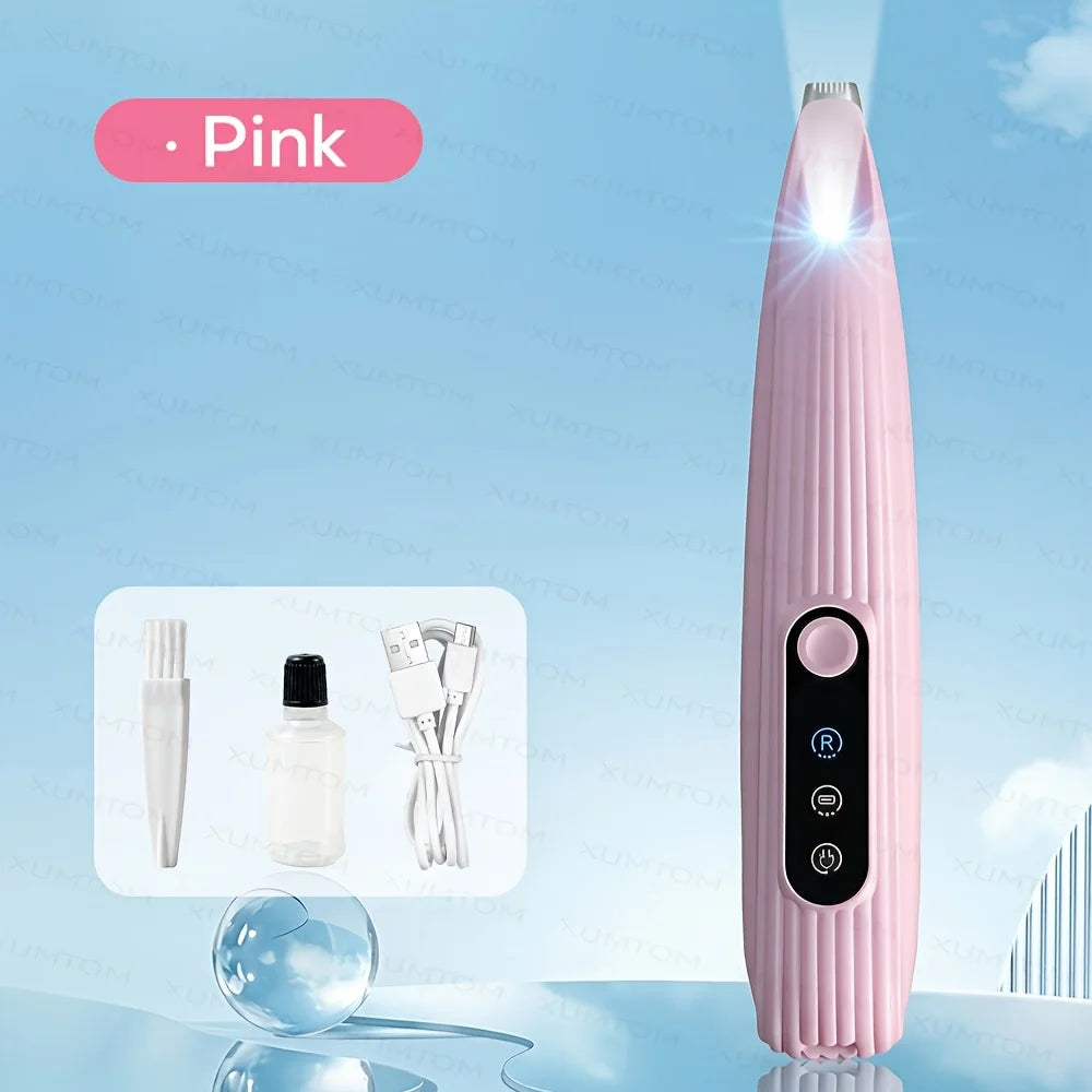 1Pc USB Rechargeable Pet Paw Trimmer with LED Light, Low Noise Dog Cat Hair Clipper for Paws, Face, Ears & Detail Grooming