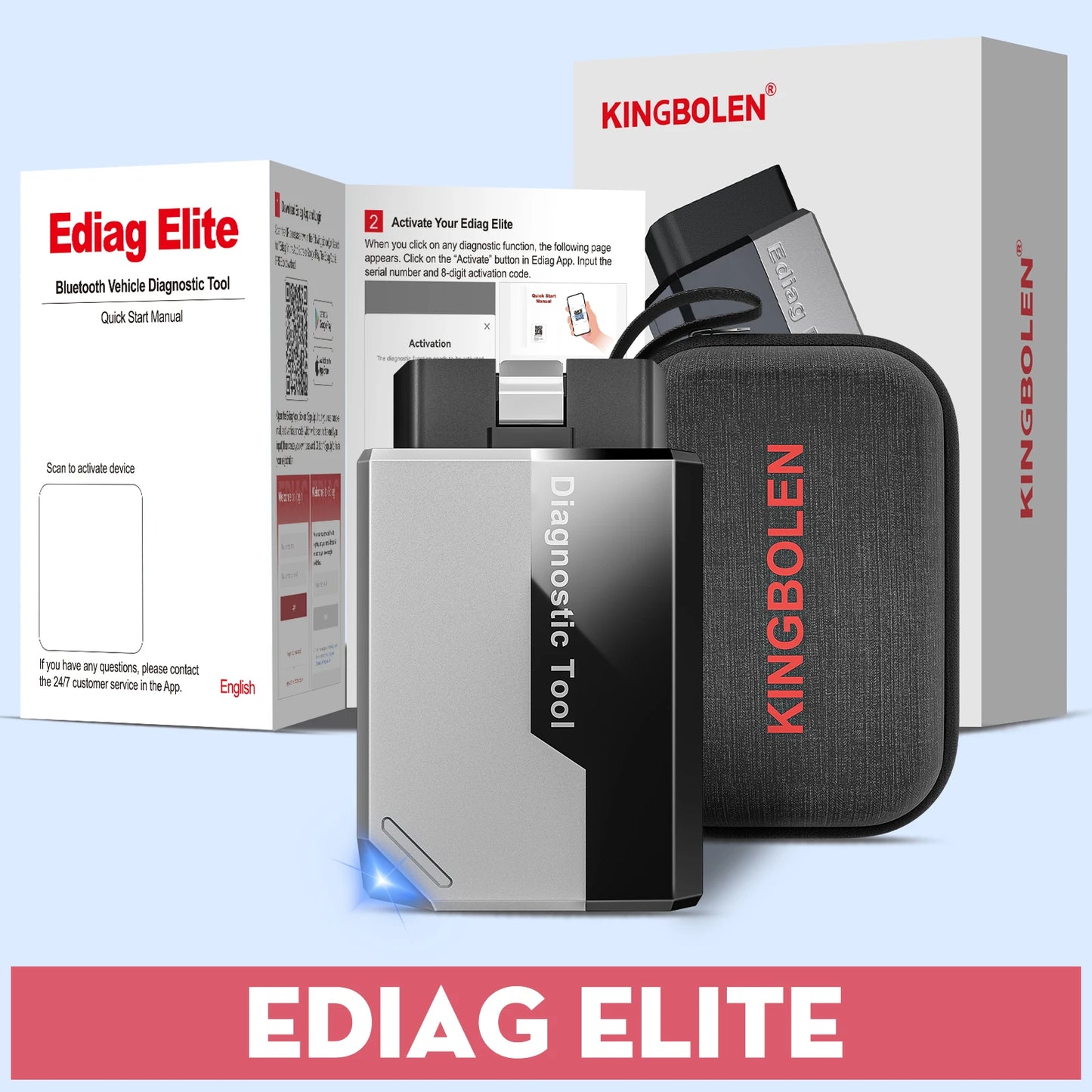 2026 New KINGBOLEN Ediag Elite Lifetime free Car Diagnostic Tools All system 15 Resets Bi-directional CAN FD Auto OBD2 Scanner