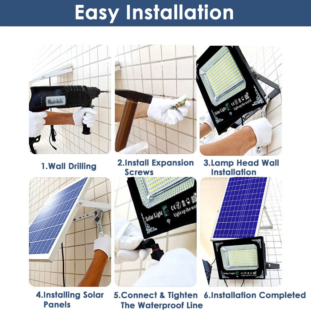 500W Led Solar Light High Bright 2 Head Flood Light Waterproof Outdoor Garden Wall Light with Aluminum Solar Panel For Garden